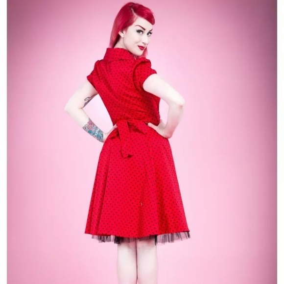 H&R red & black polka dot vintage style dress 12 - Picture 4 of 15